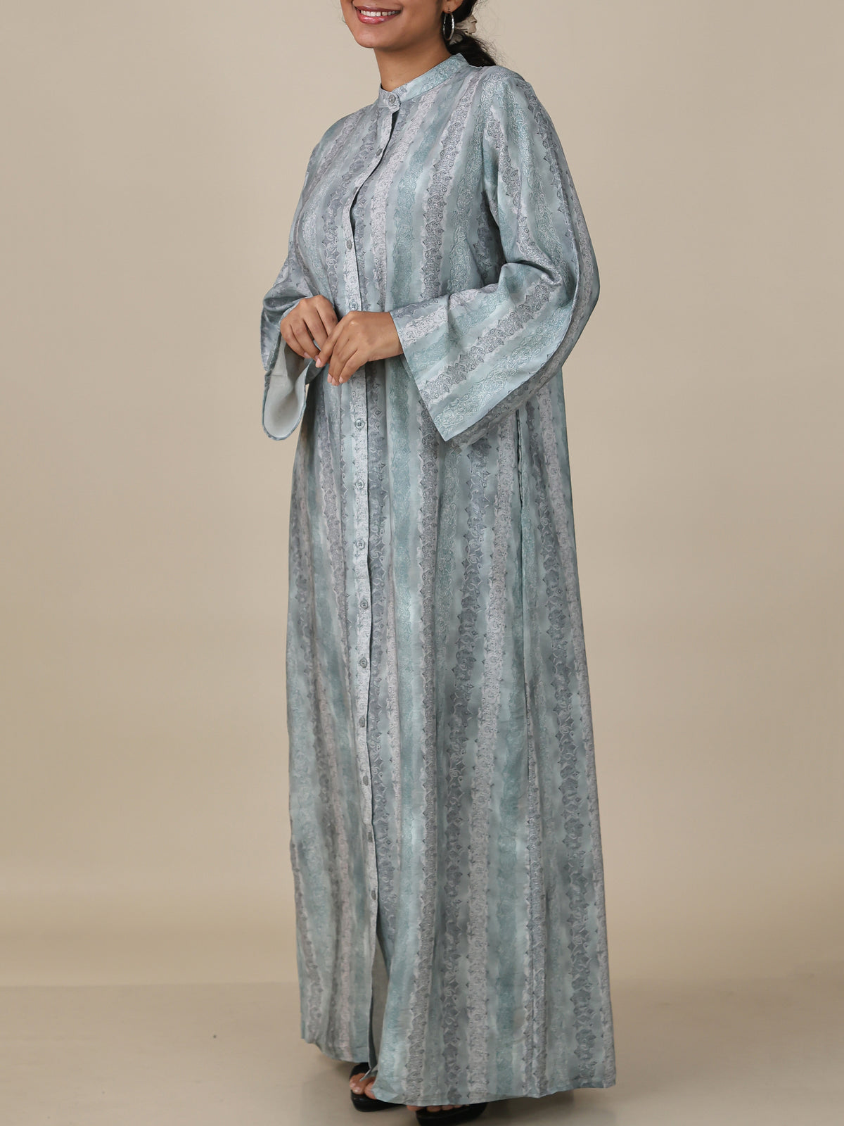 Amaya Mist Blue Print Abaya