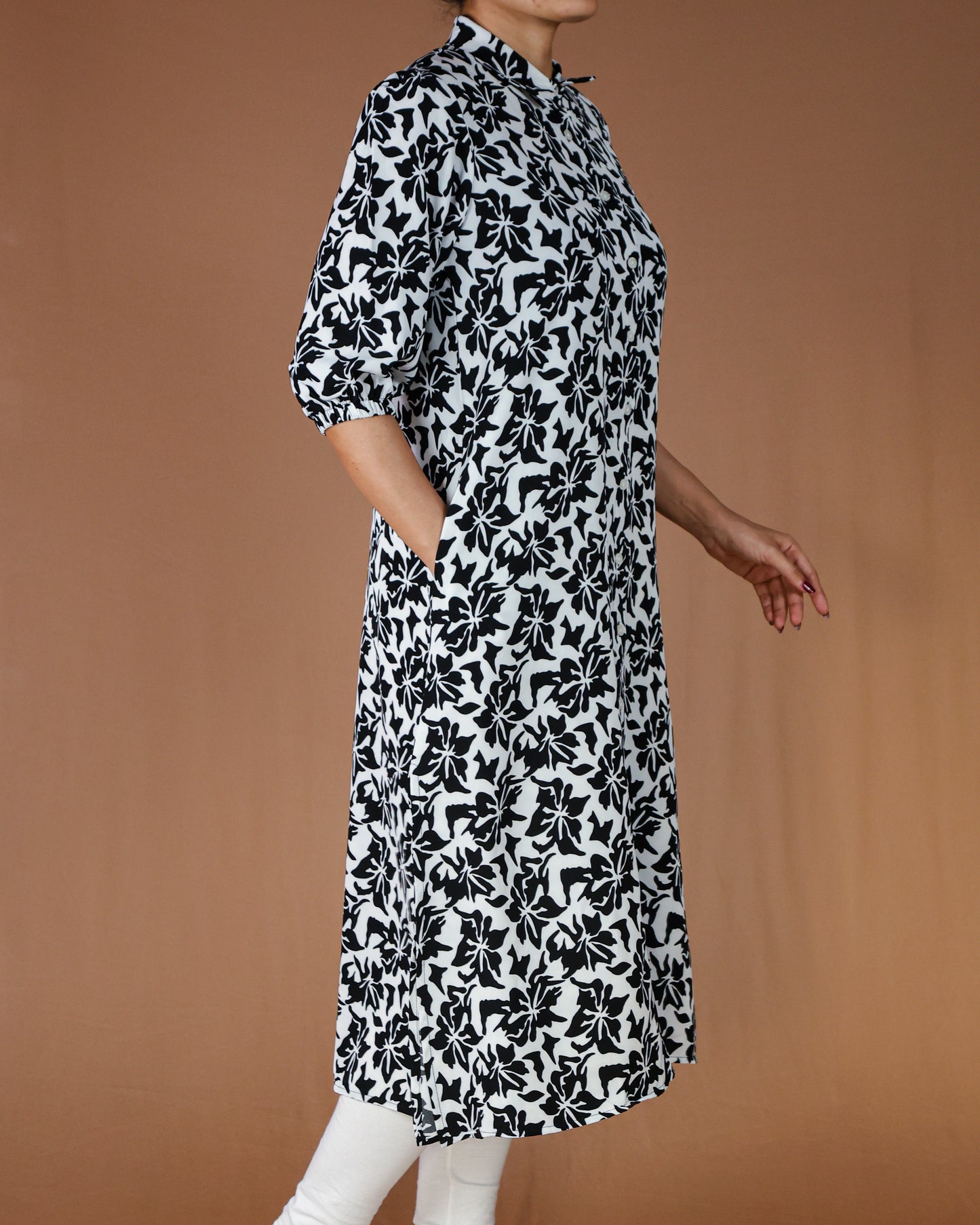 Floral Button-Down Midi Shirt Dress