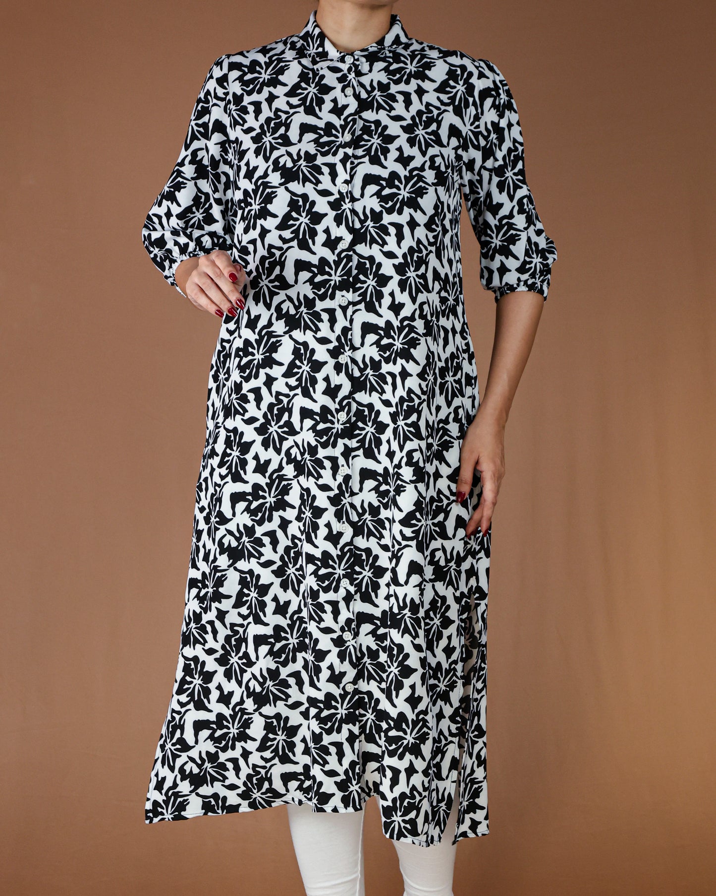 Floral Button-Down Midi Shirt Dress