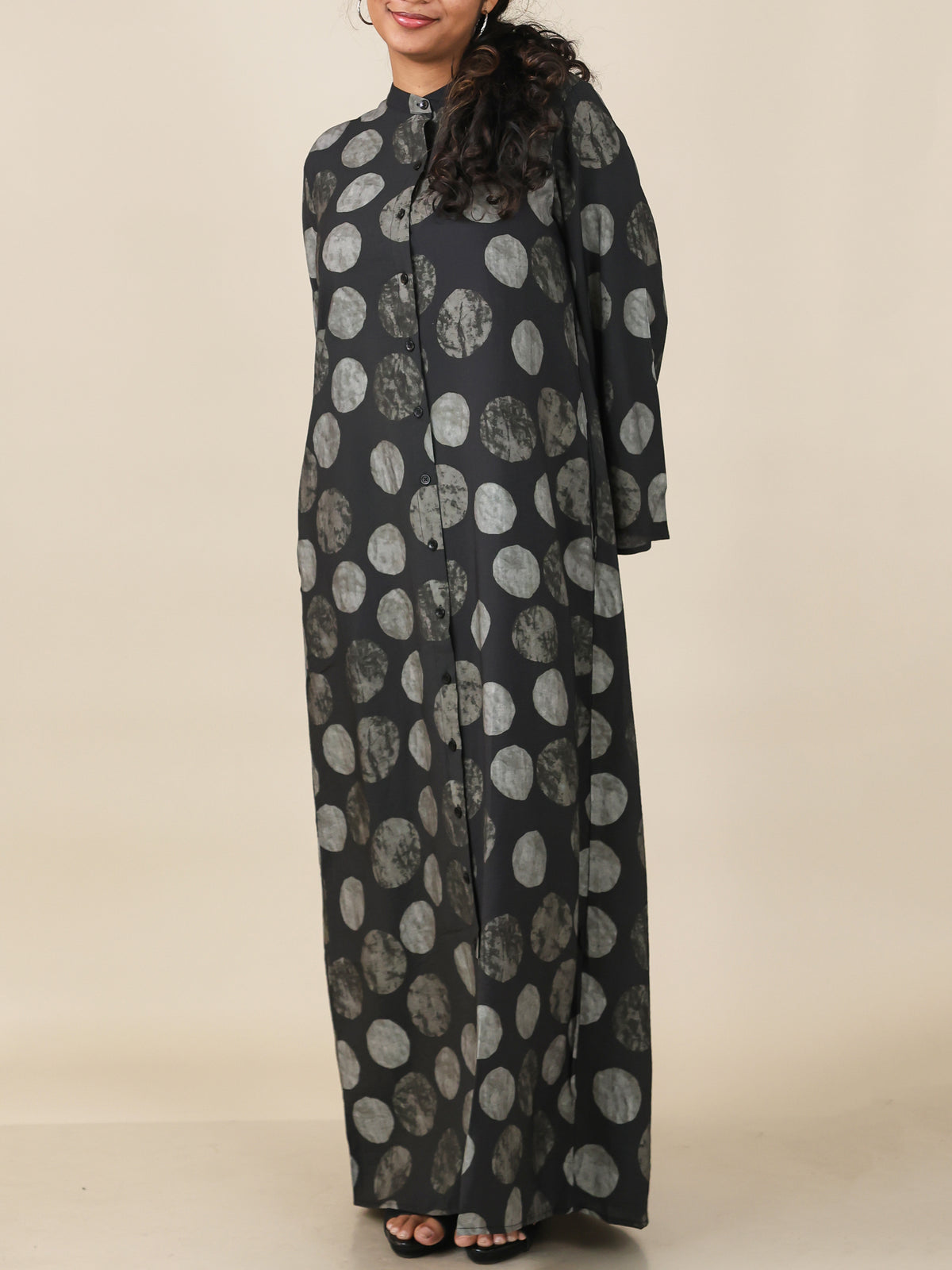 Amaya Charcoal Grey Print Abaya