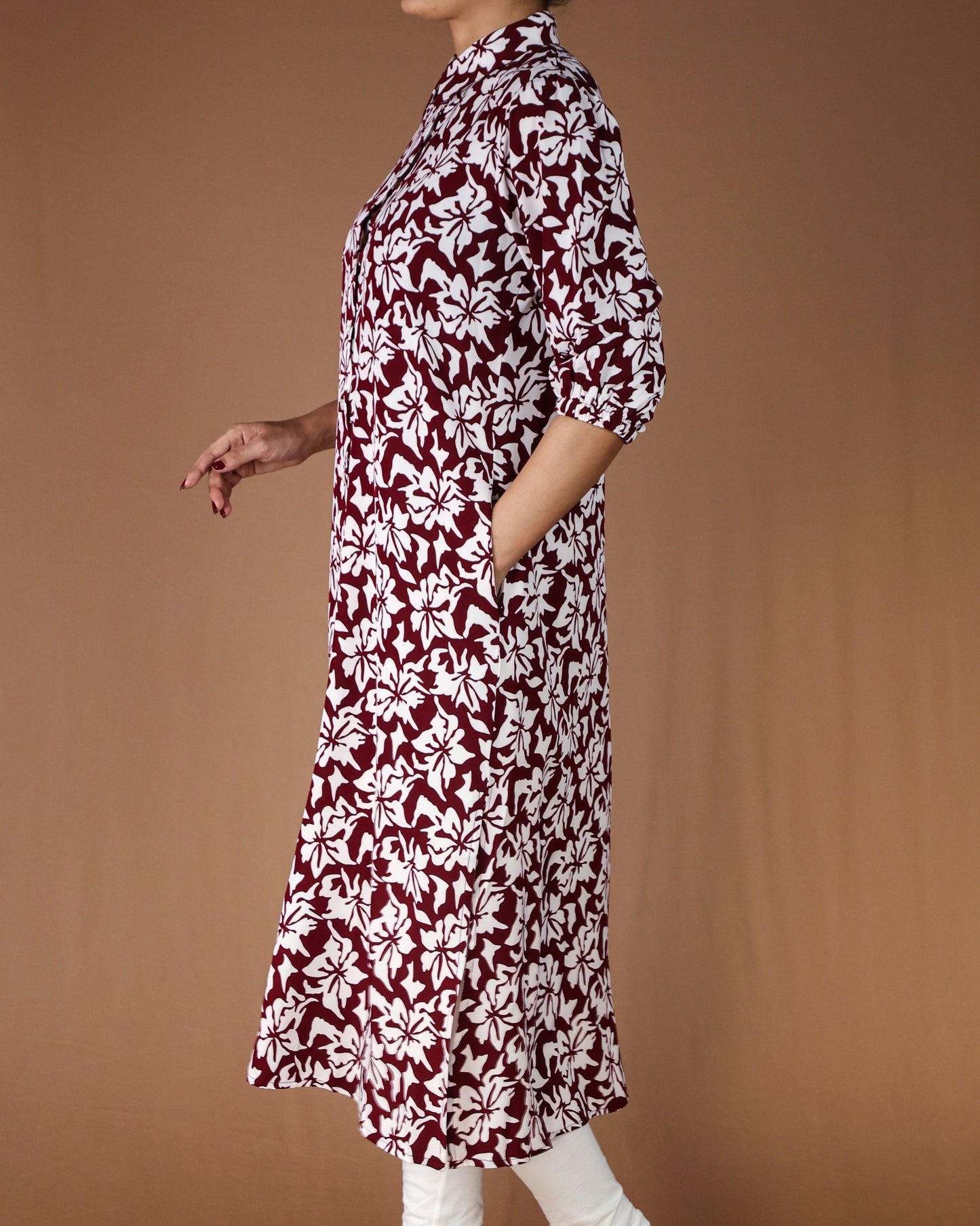 Floral Button-Down Midi Shirt Dress