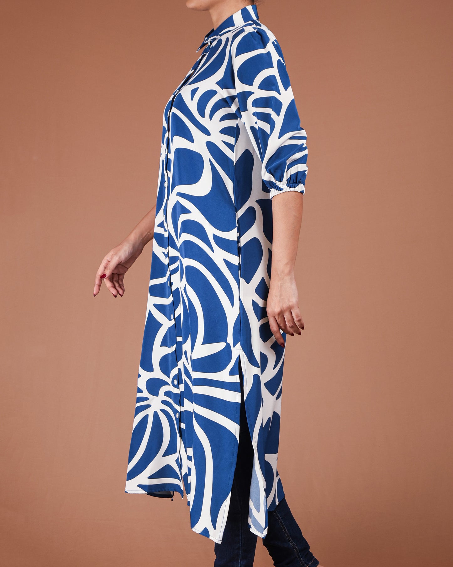 Modern Abstract Button-Down Midi Dress
