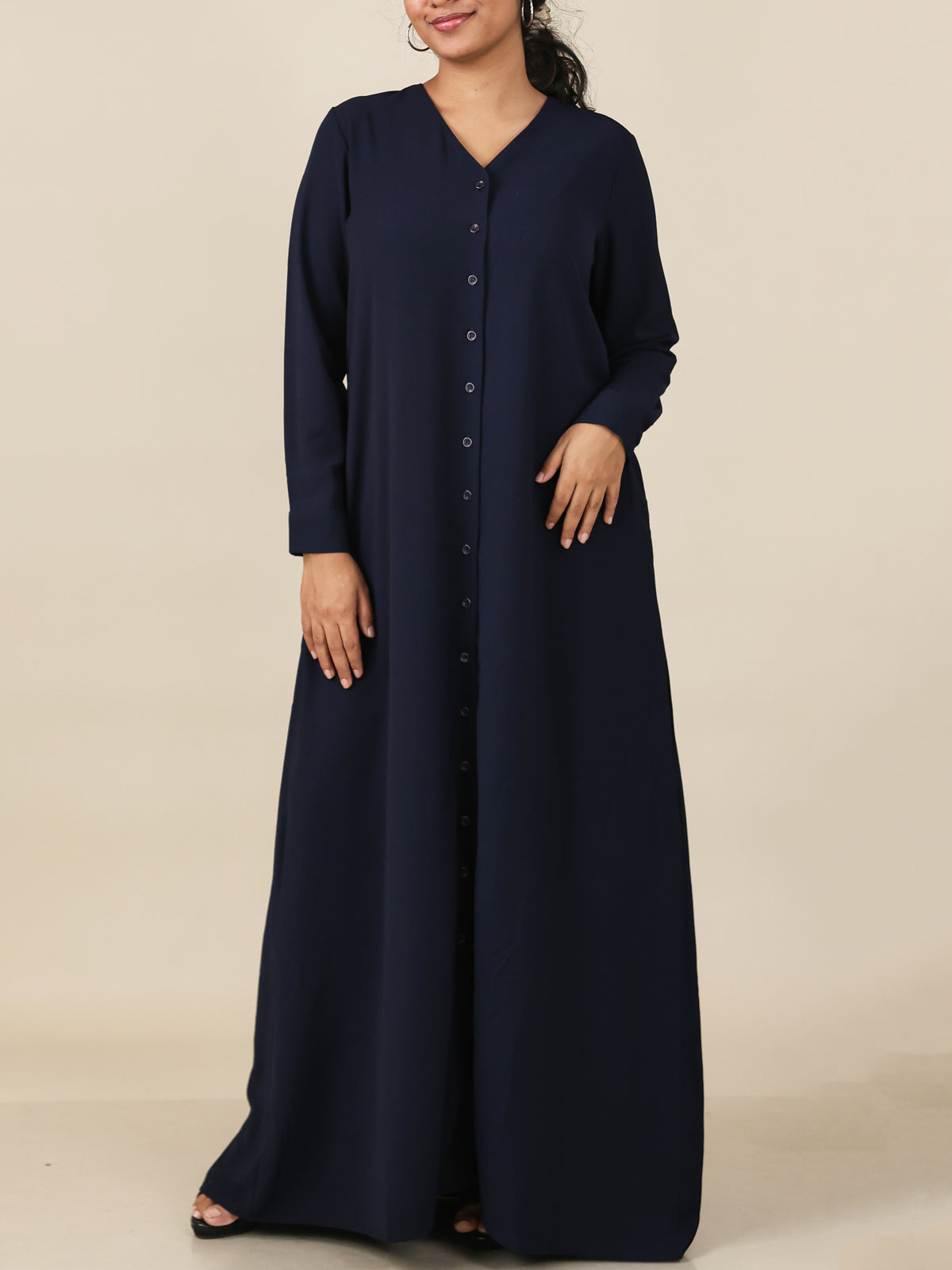 Veyra Midnight Navy Button Front Abaya
