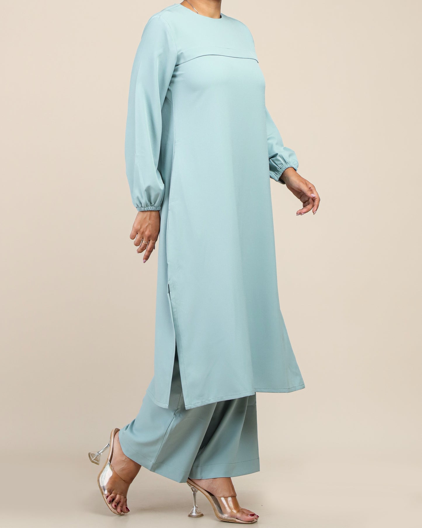 Elegant Polycotton Long Tunic Set _Mint