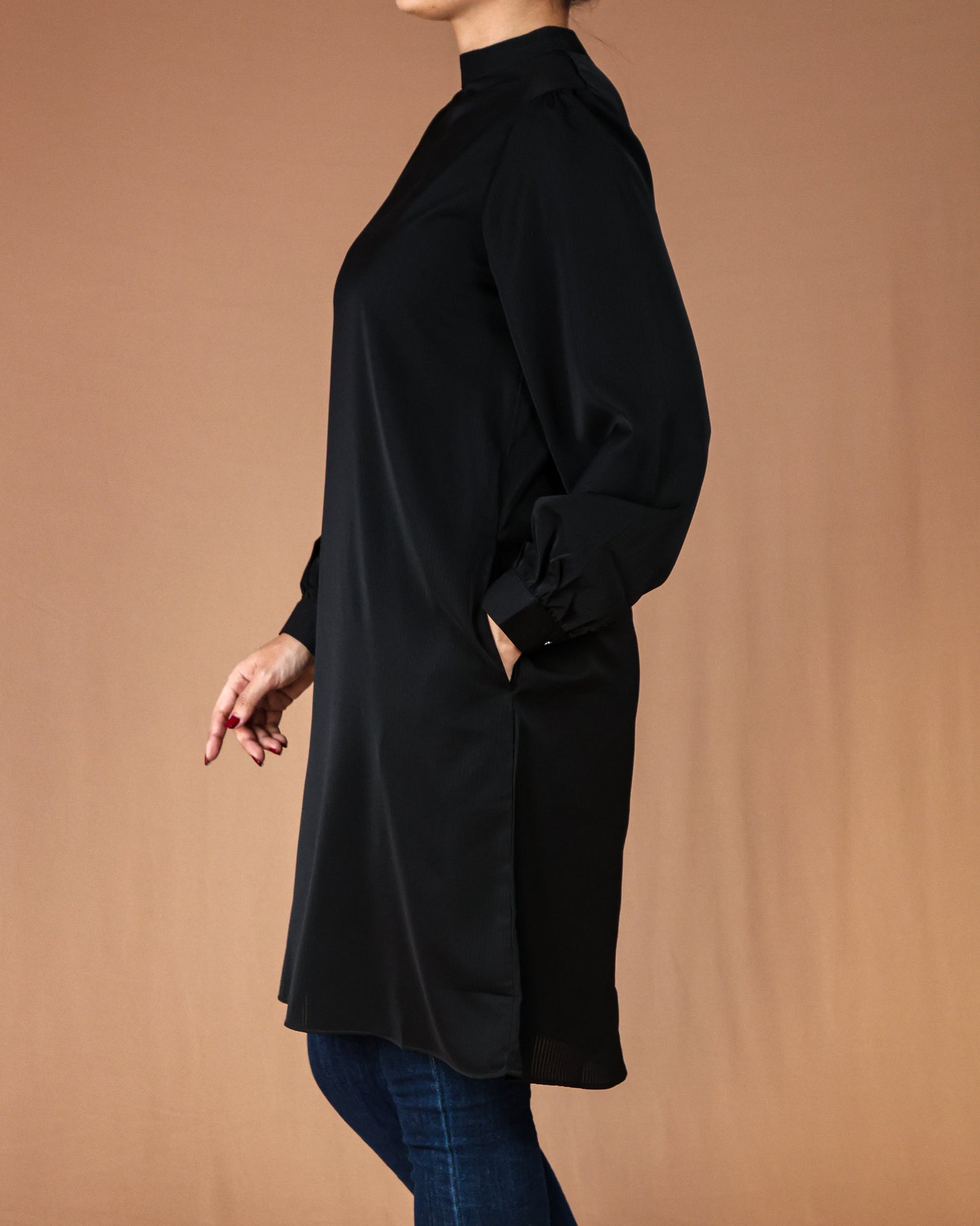 Elegant High-Neck Long Sleeve Tunic