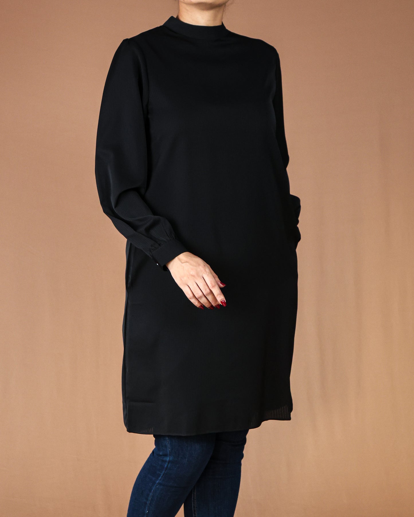 Elegant High-Neck Long Sleeve Tunic