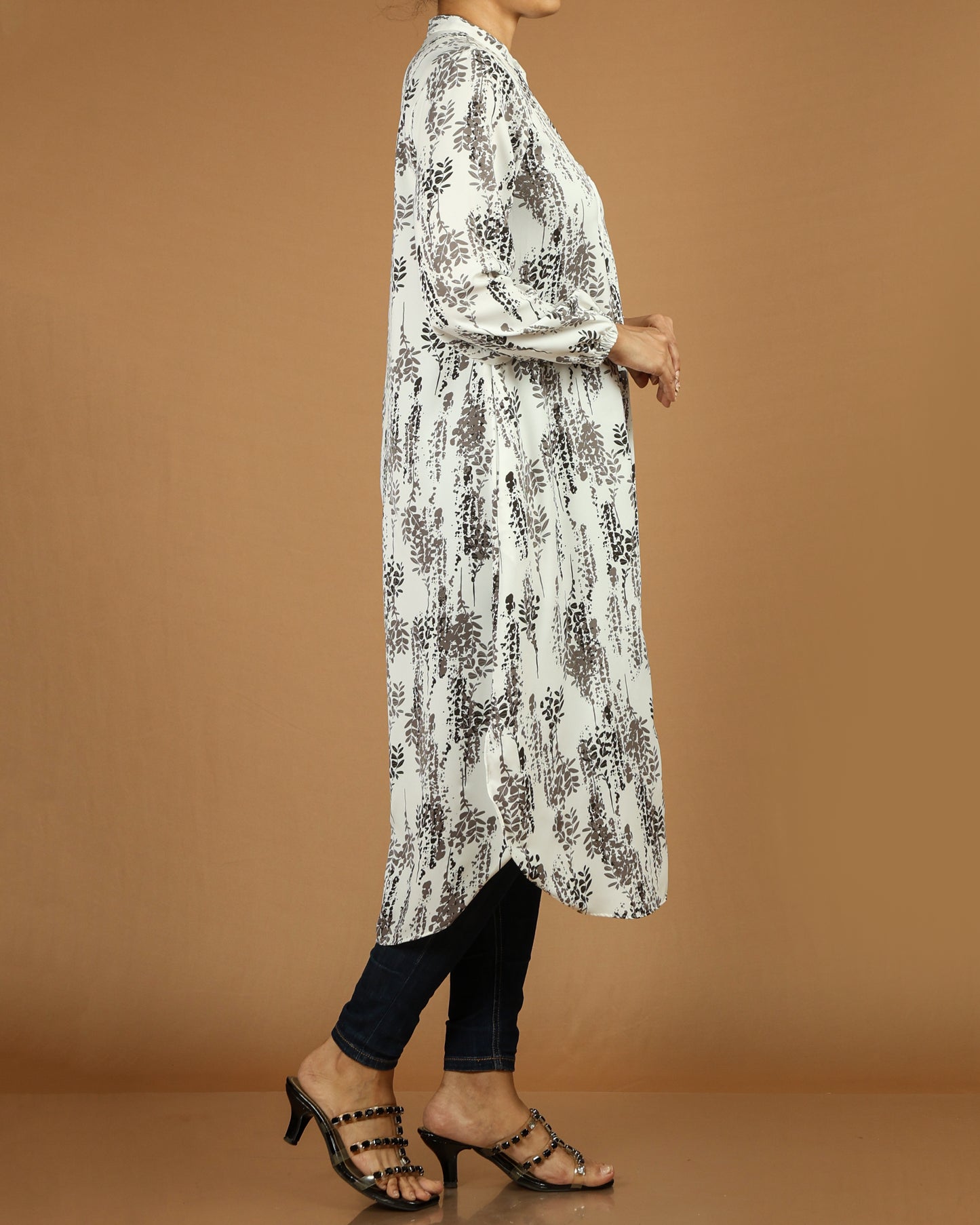 Flowing Abstract Floral Shirt Dress