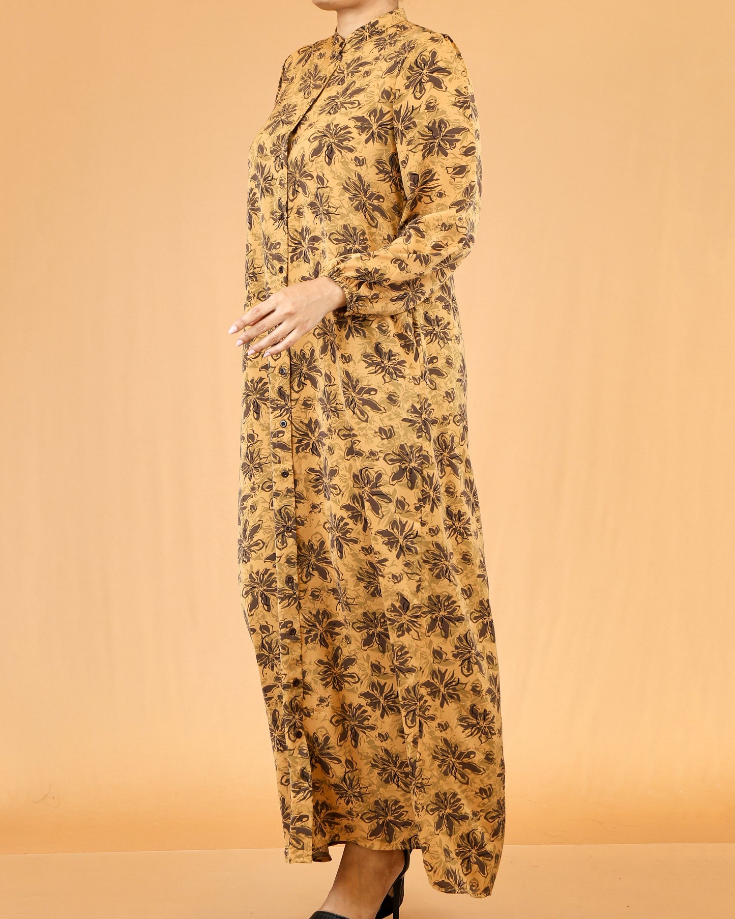 Golden Bloom Floral Maxi Dress
