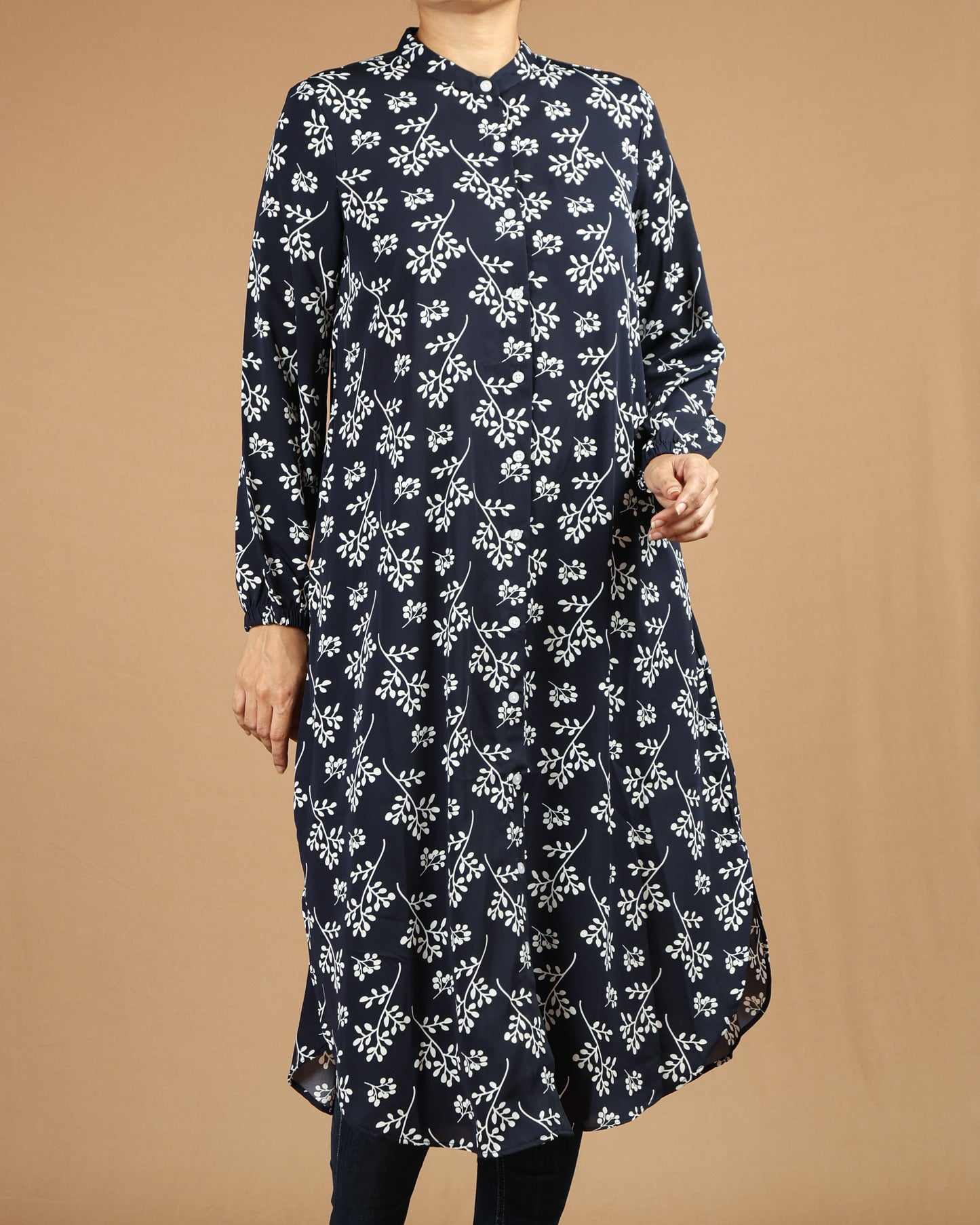 Flowing Abstract Floral Shirt Dress