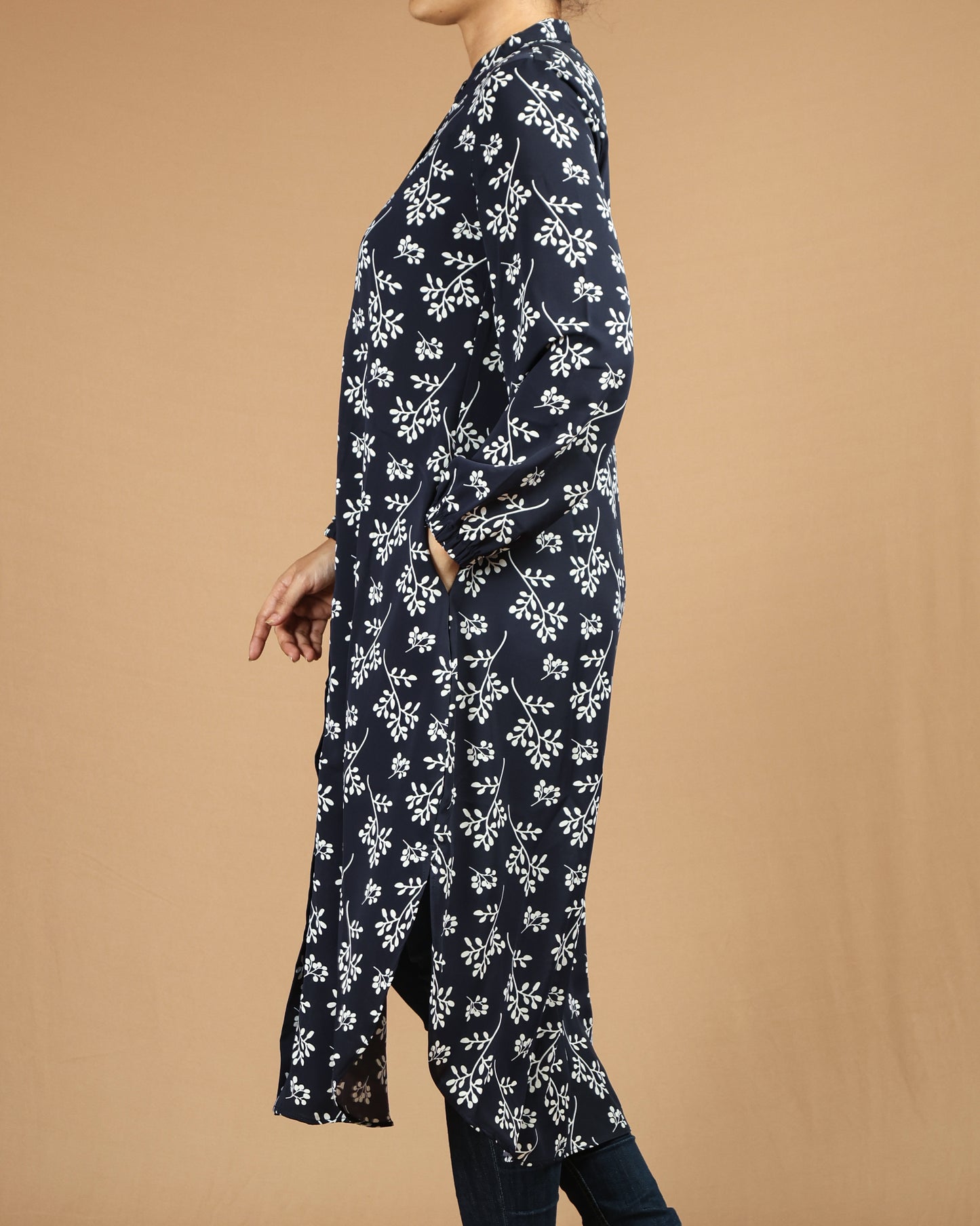 Flowing Abstract Floral Shirt Dress