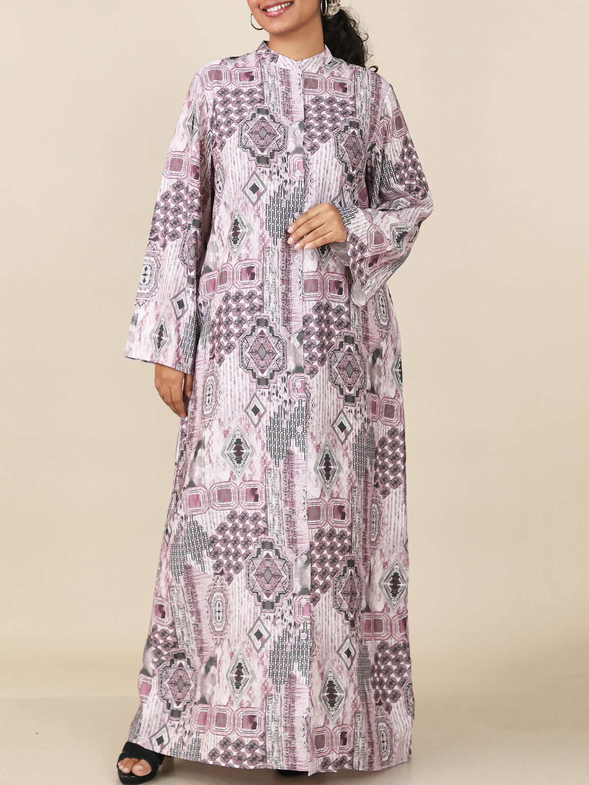 Amaya Dusty Rose Print Abaya