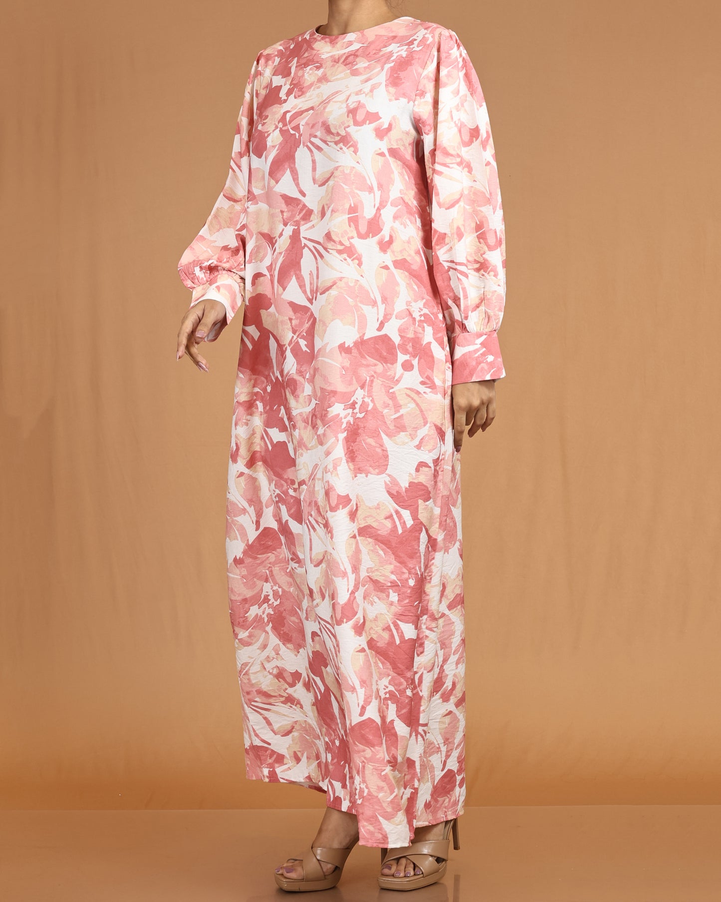 Blush Watercolor Printed Abaya