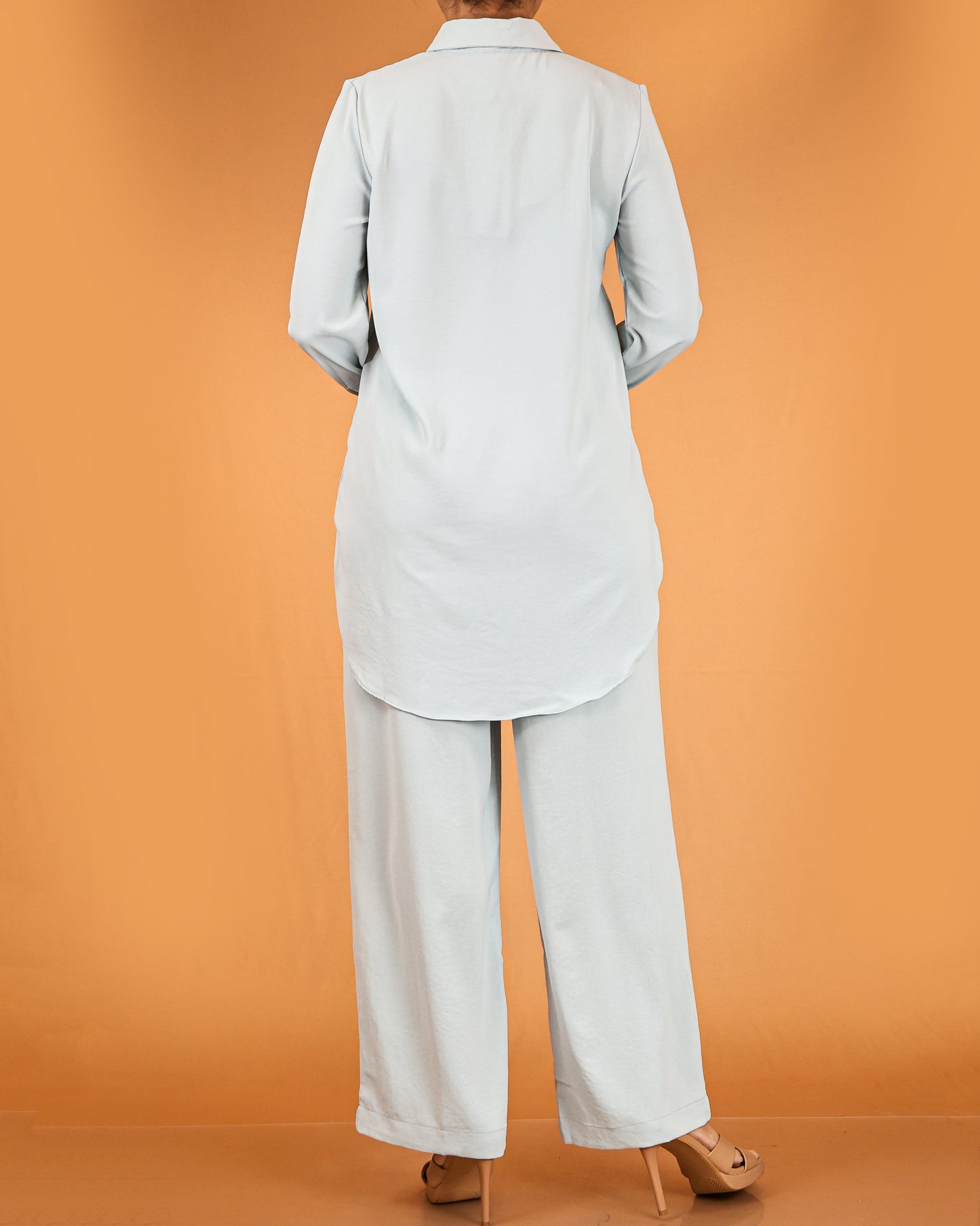 Elegant Long Shirt & Wide-Leg Pant Co-ord Set