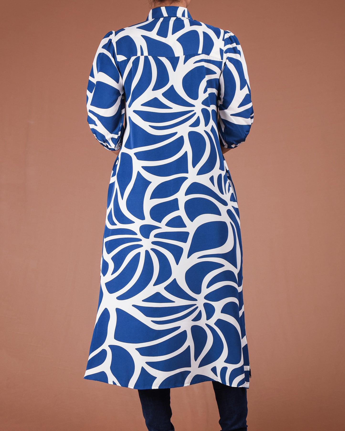 Modern Abstract Button-Down Midi Dress