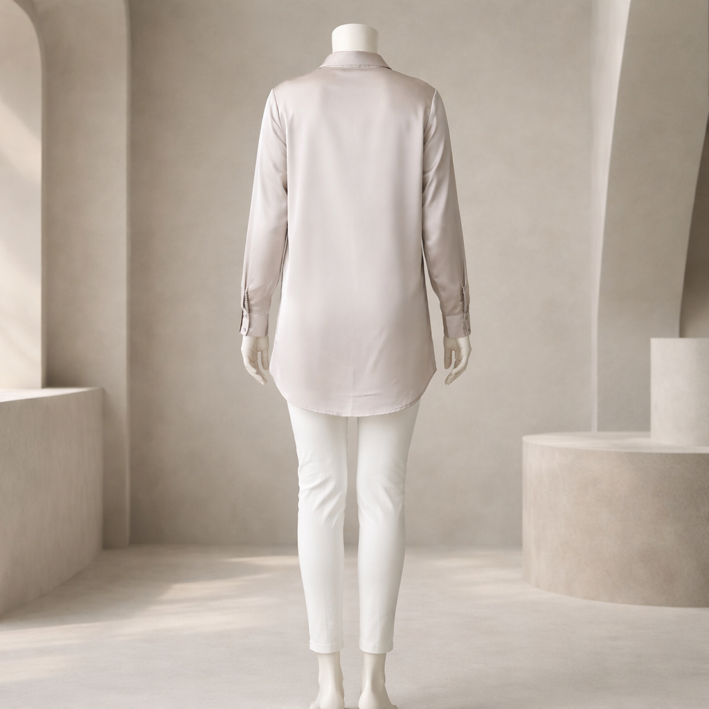Pearl Beige Minimal Shirt Top