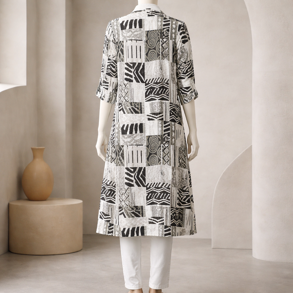 Black Mosaic Luxe Shirt Dress