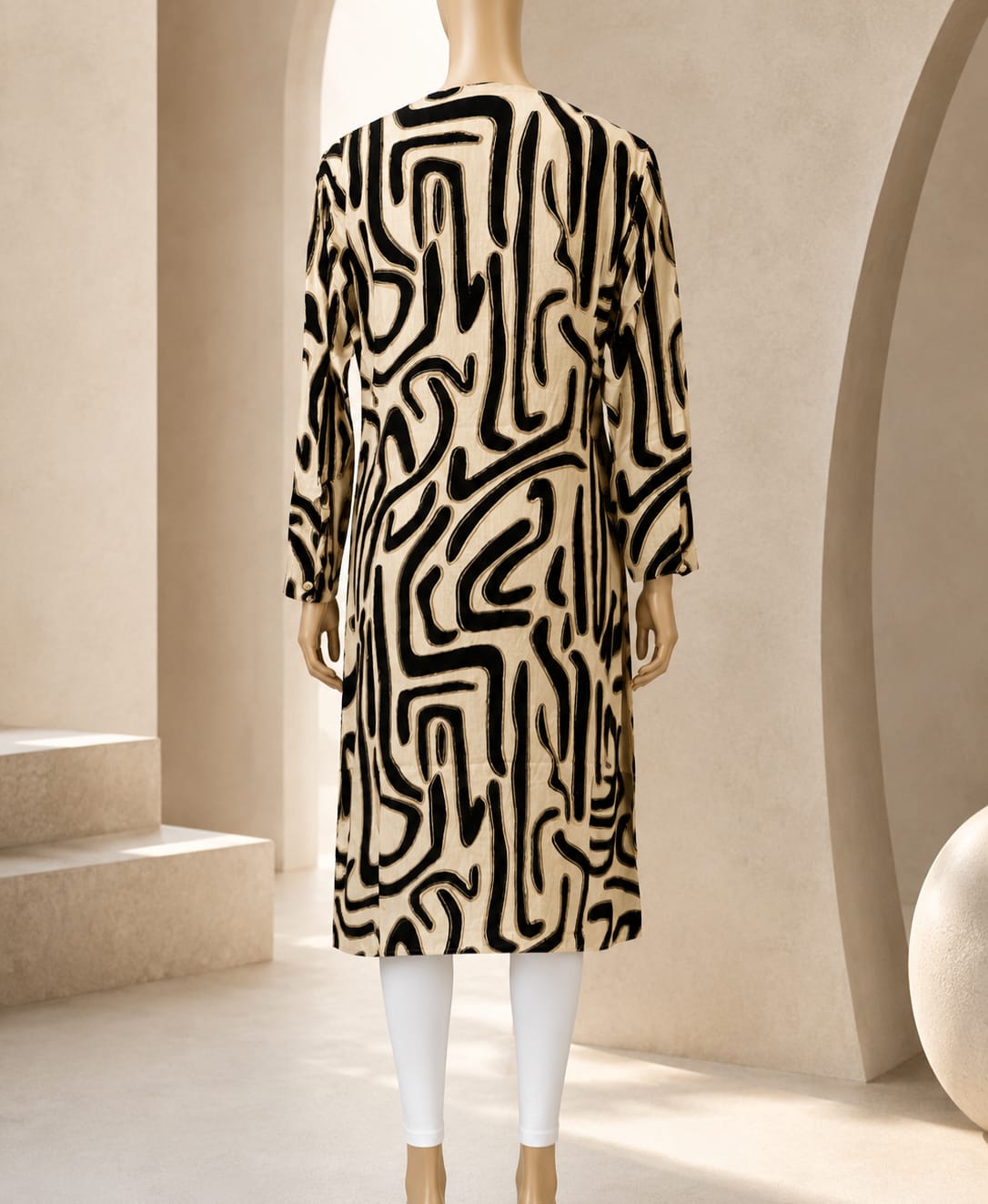 Midnight Dune Abstract Flow Tunic Top