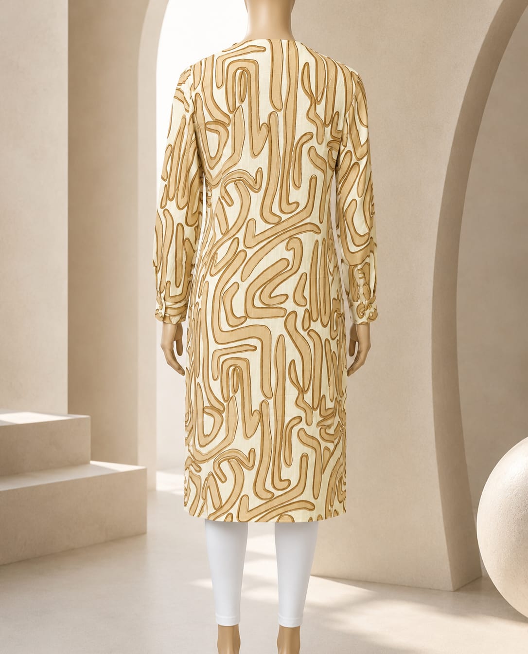 Golden Dune Abstract Flow Tunic Top