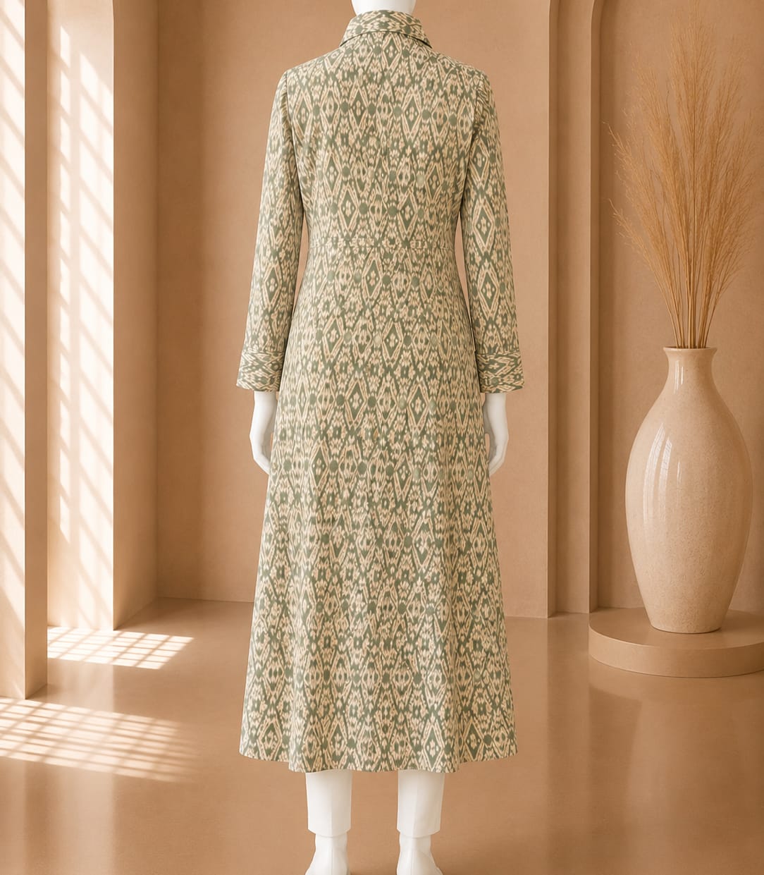 Verdant Mosaic Shirt Dress