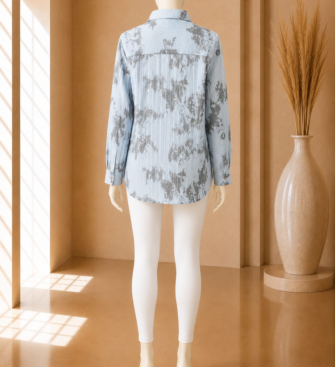 Sky Blue Abstract Print Shirt
