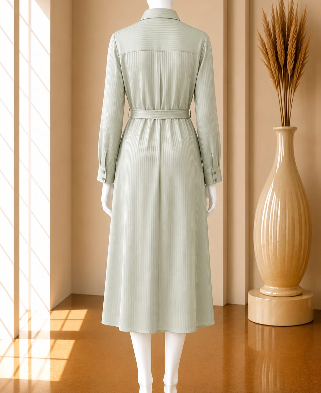 Sage Haven Belted Shirt Dress