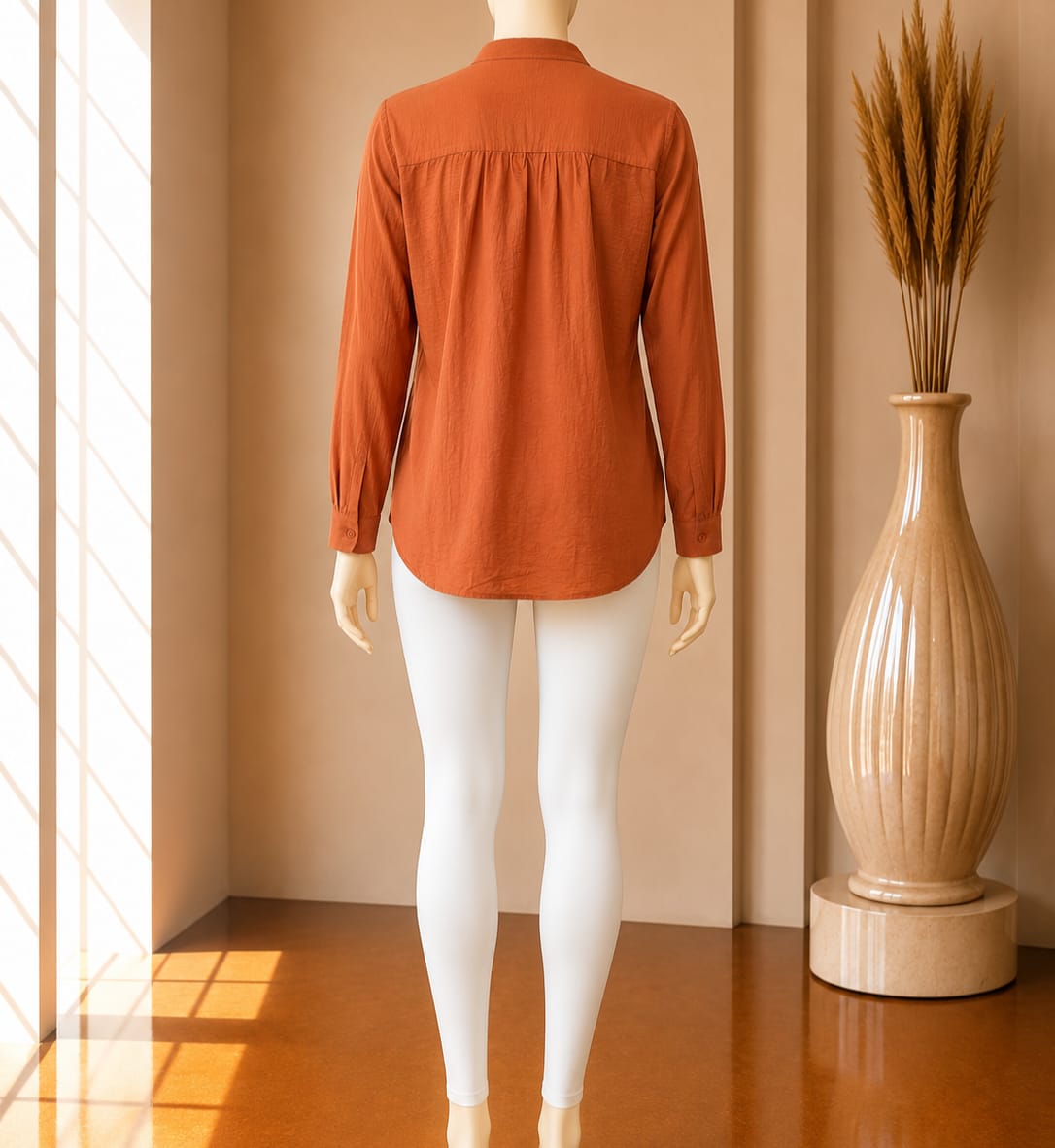 Terracotta Harmony Shirt Dress