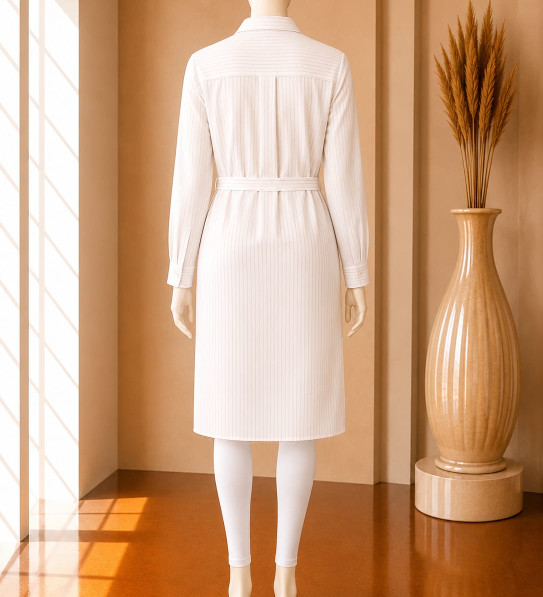 Ivory Haven Belted Shirt Dress