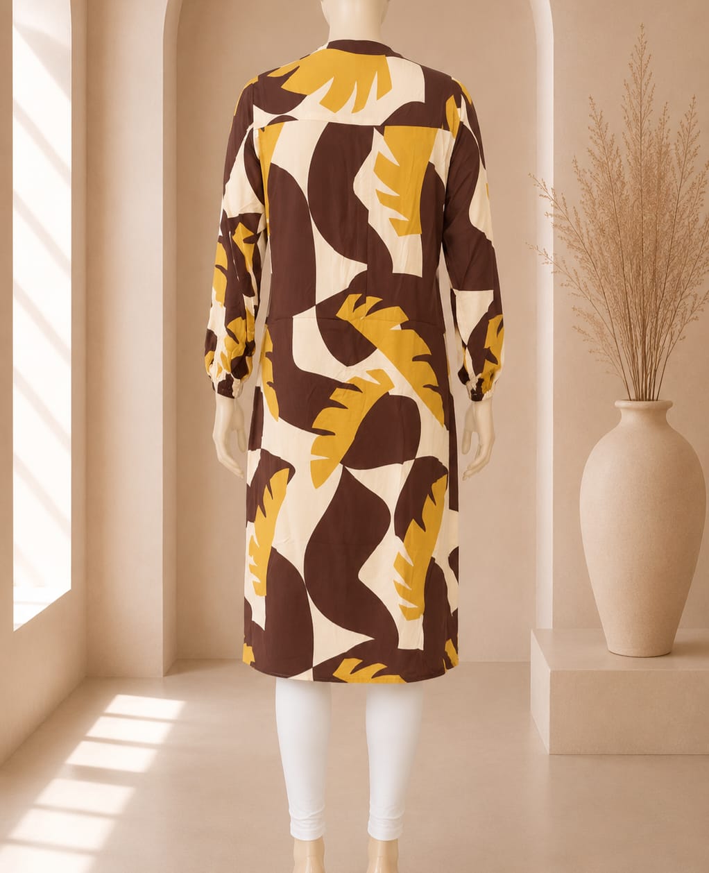 Mocha Botanical Zip Midi