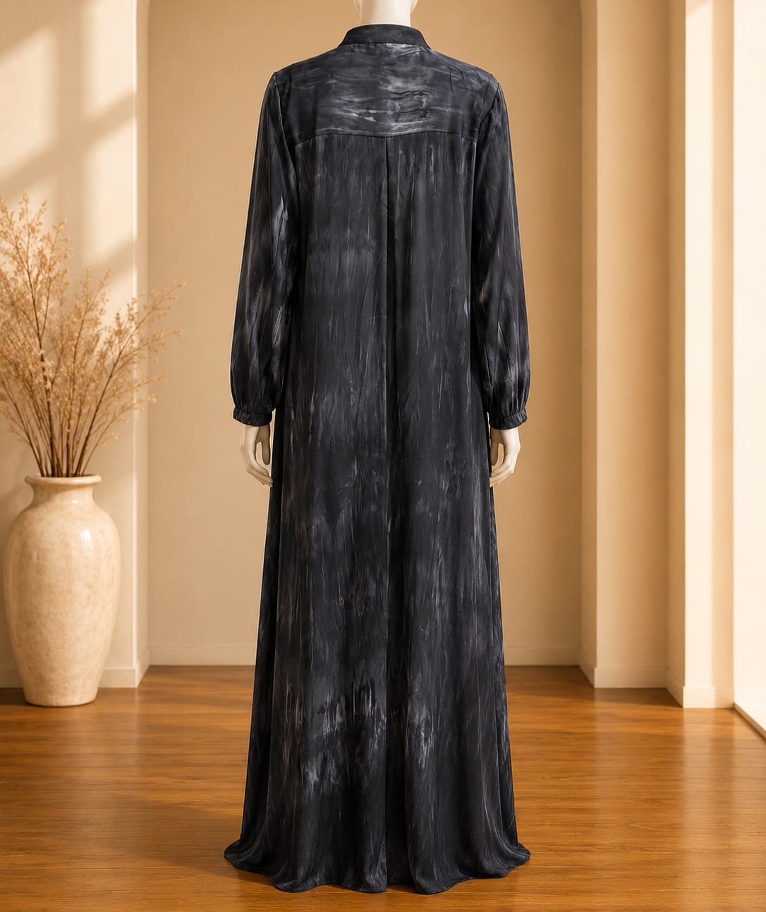 Midnight Blue Marble Print Maxi Abaya