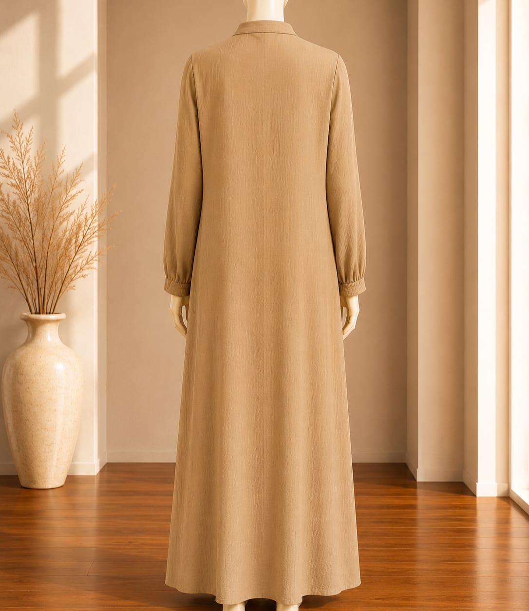 Sand Beige Buttoned Maxi Dress