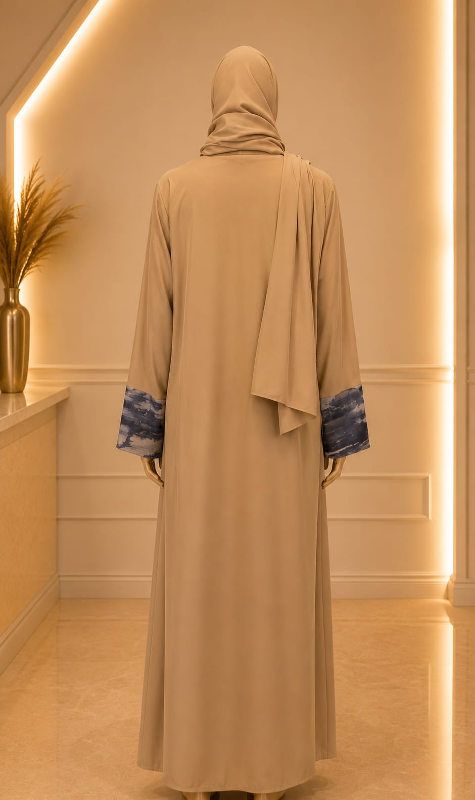 Midnight Luxe Abaya – Sand Beige