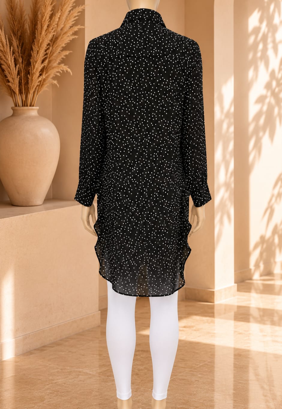 Étoile Dot Shirt Tunic – Black