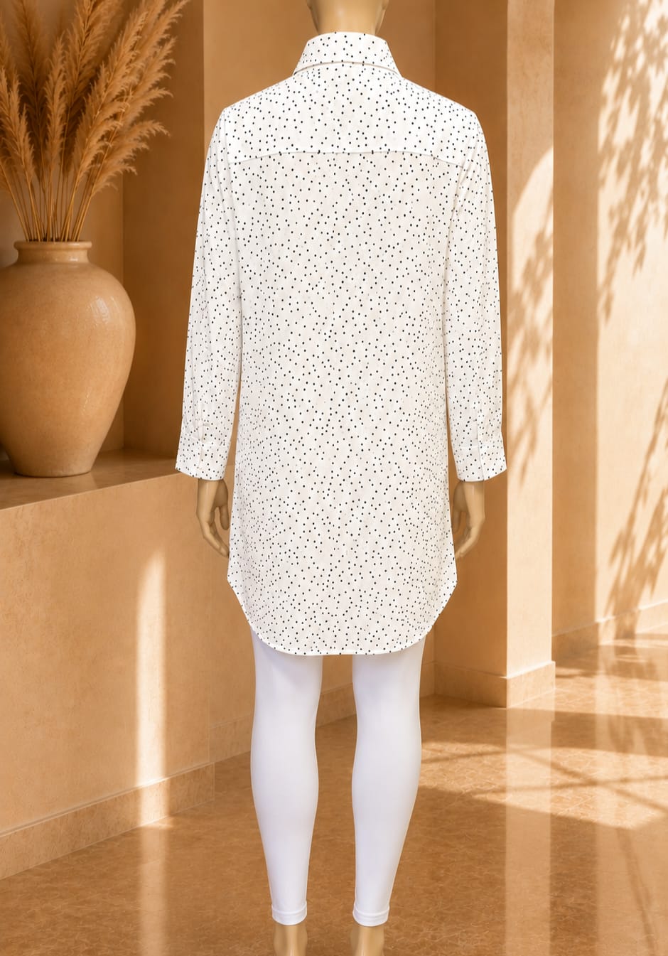 Étoile Dot Shirt Tunic – White