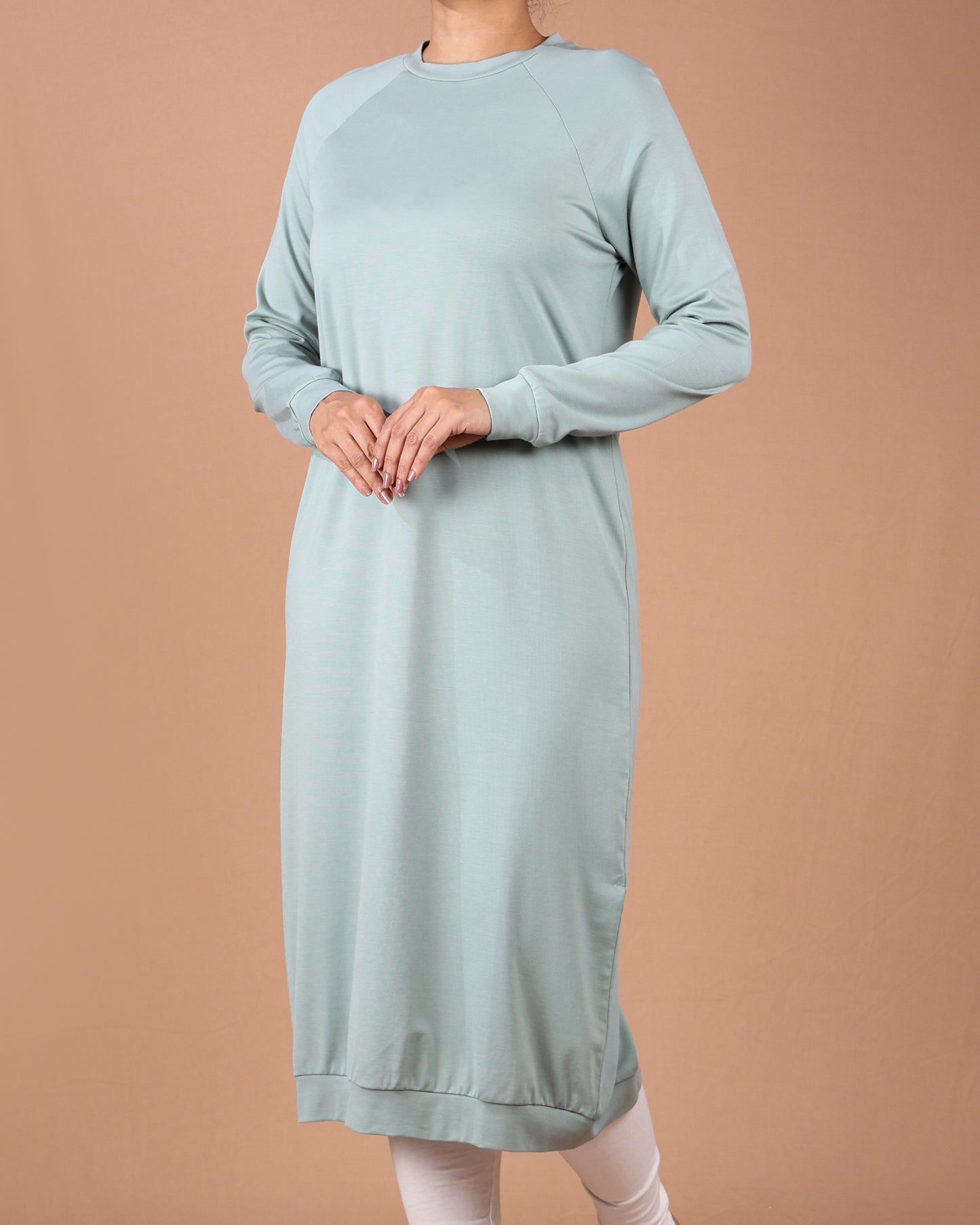Casual Long Sleeve Pink Tunic Dress for Women
