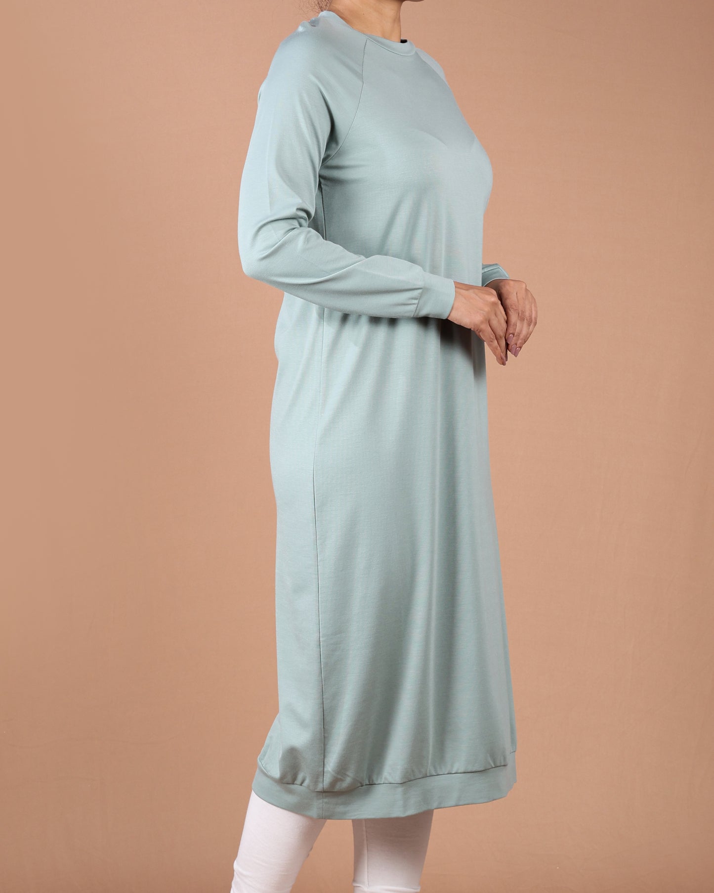 Casual Long Sleeve Pink Tunic Dress for Women