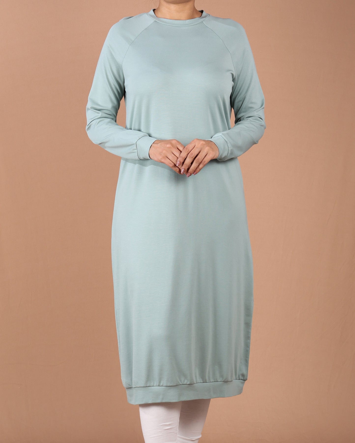 Casual Long Sleeve Pink Tunic Dress for Women