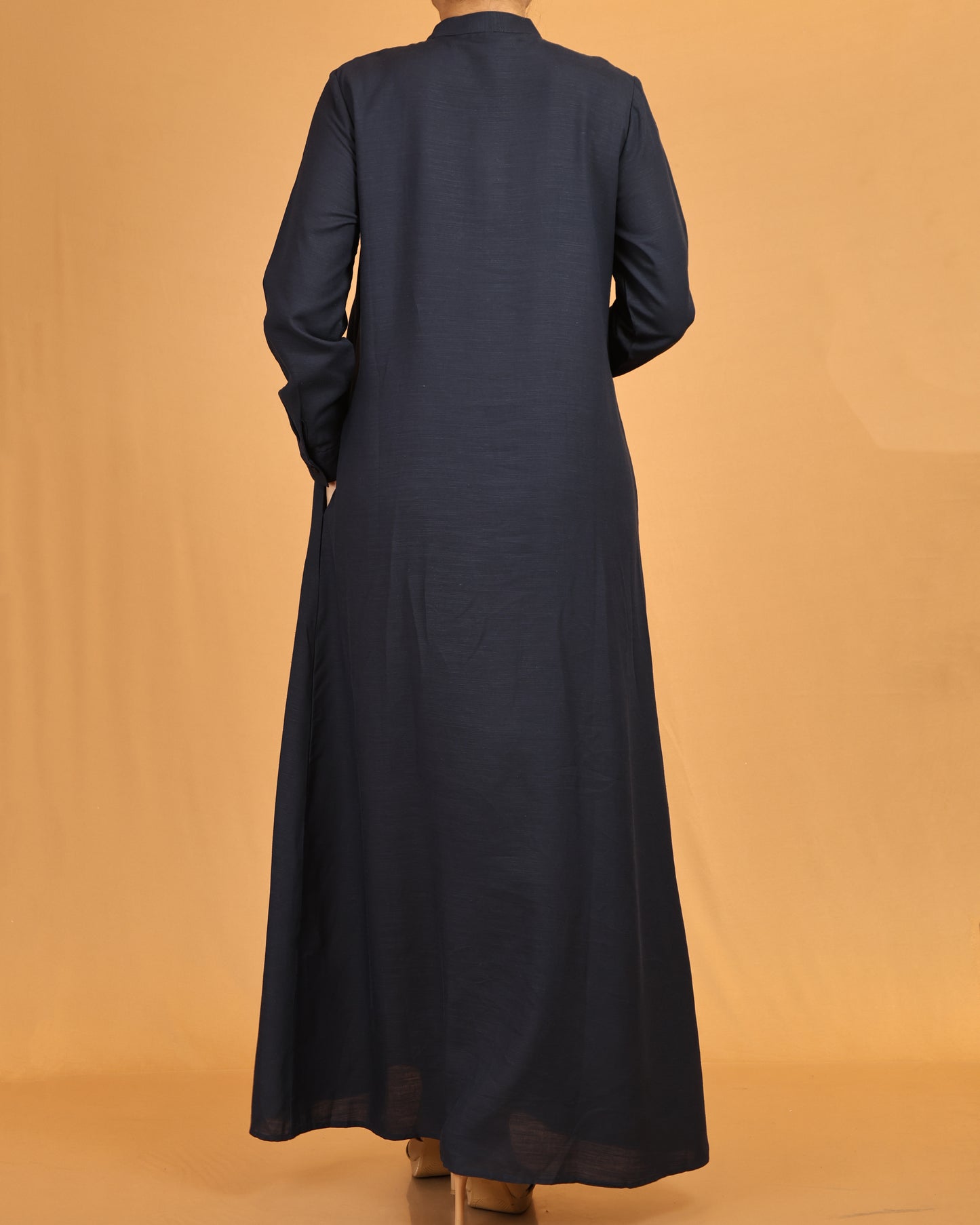 Alina Navy Button-Down Flow Dress
