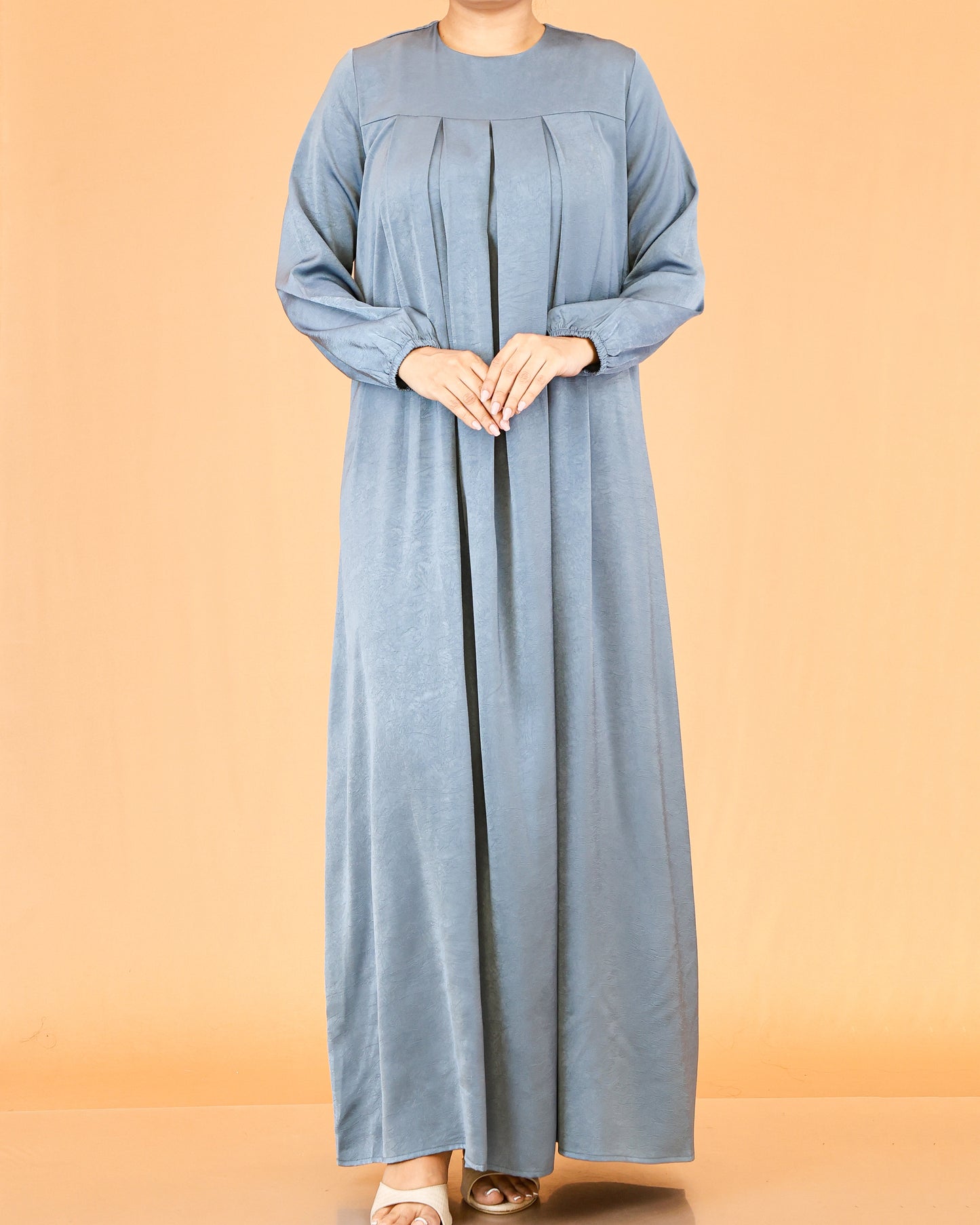 Dusty Blue Pleated Abaya