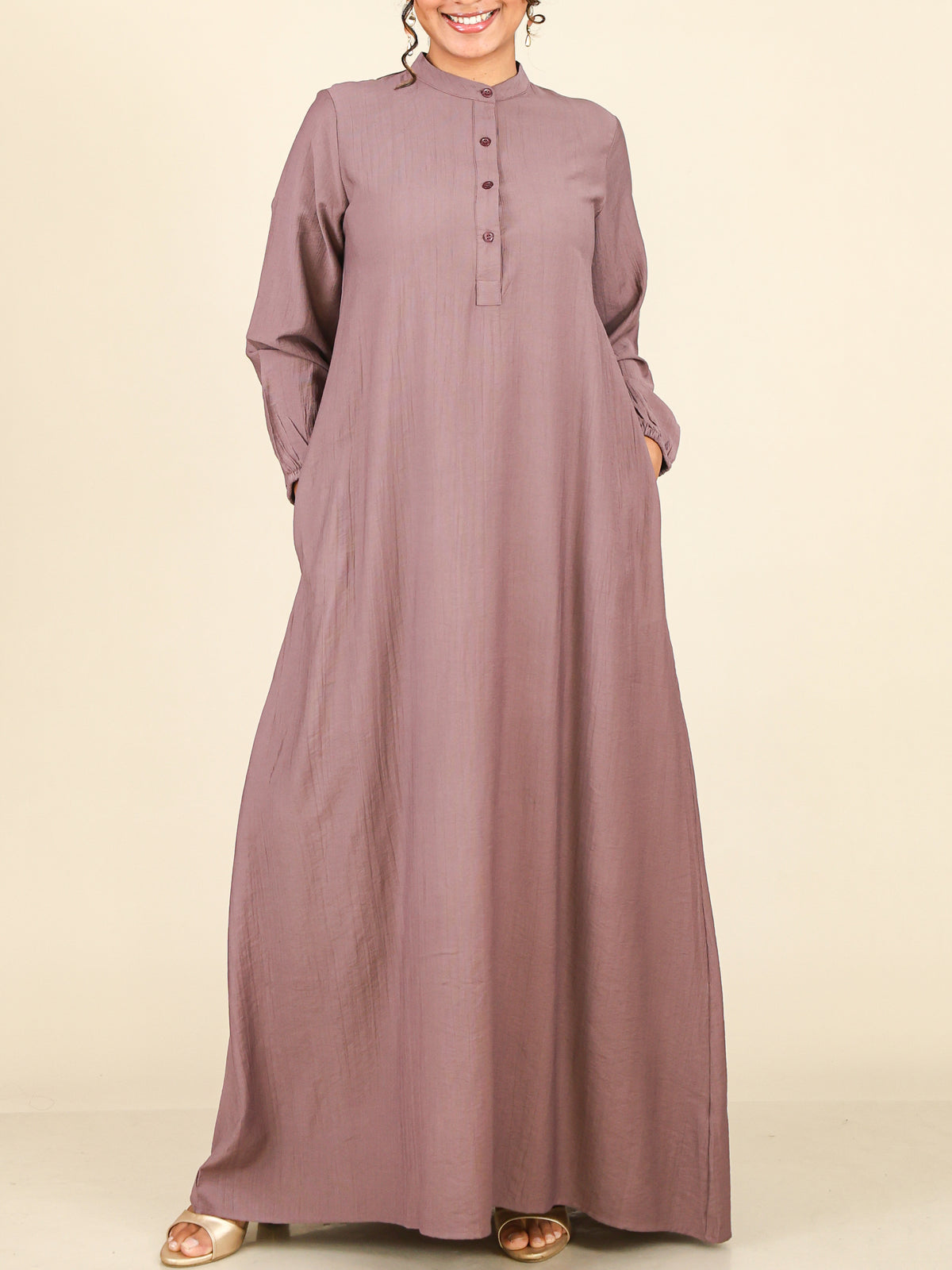 Serene Dusty Mauve Mandarin Maxi