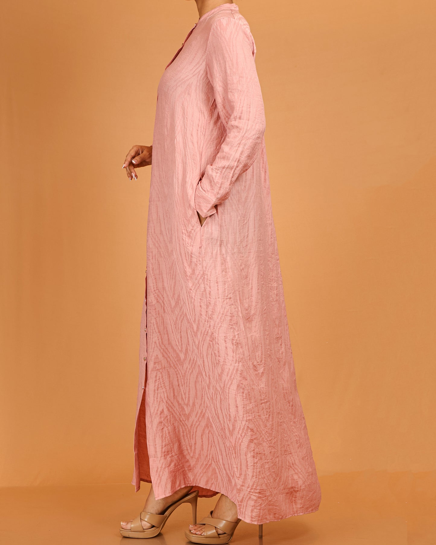 Blush Textured Button-Down Dress
