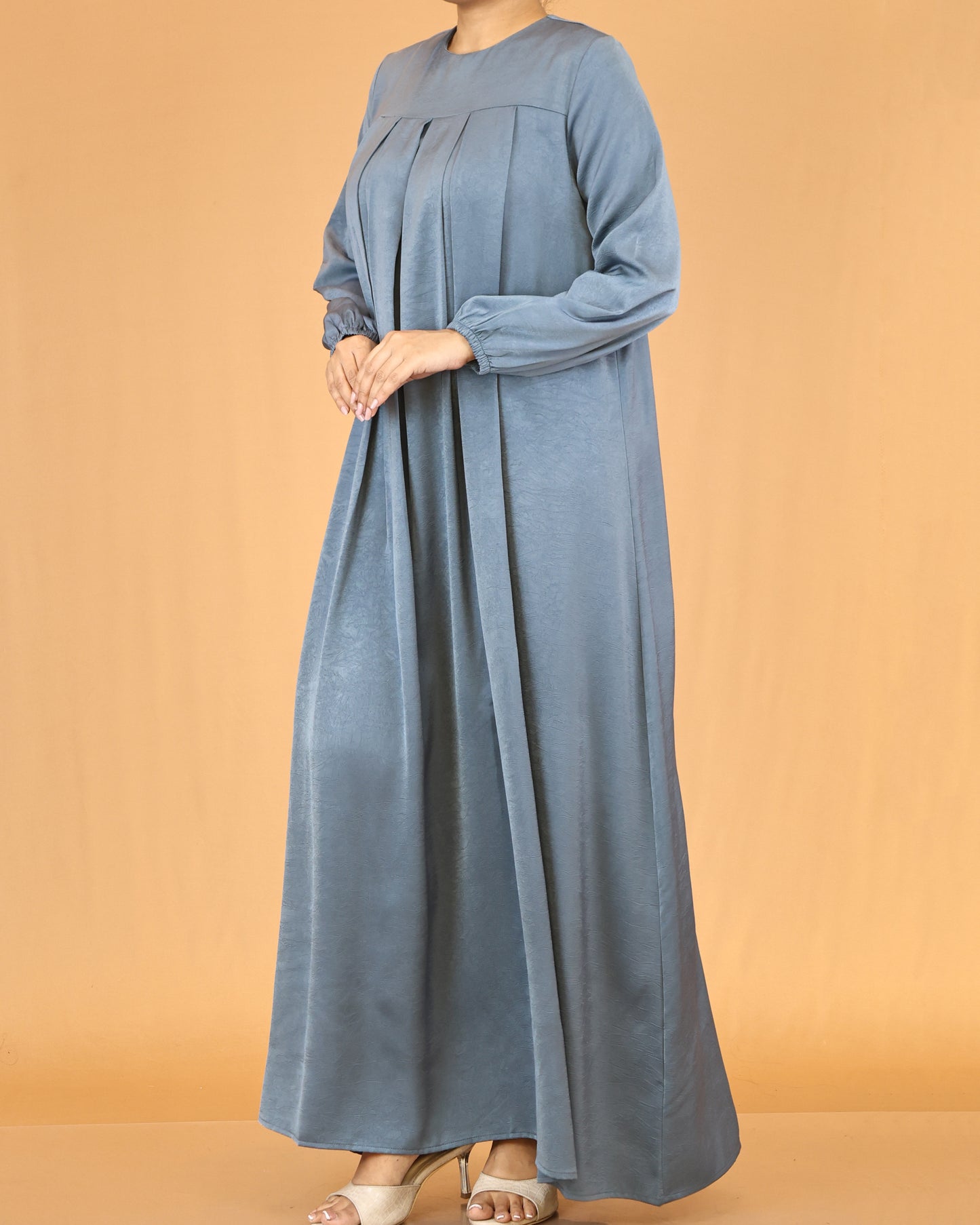 Dusty Blue Pleated Abaya