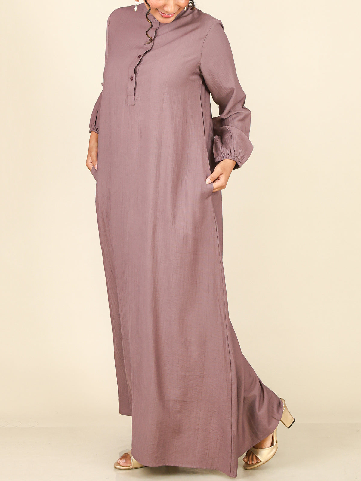 Serene Dusty Mauve Mandarin Maxi