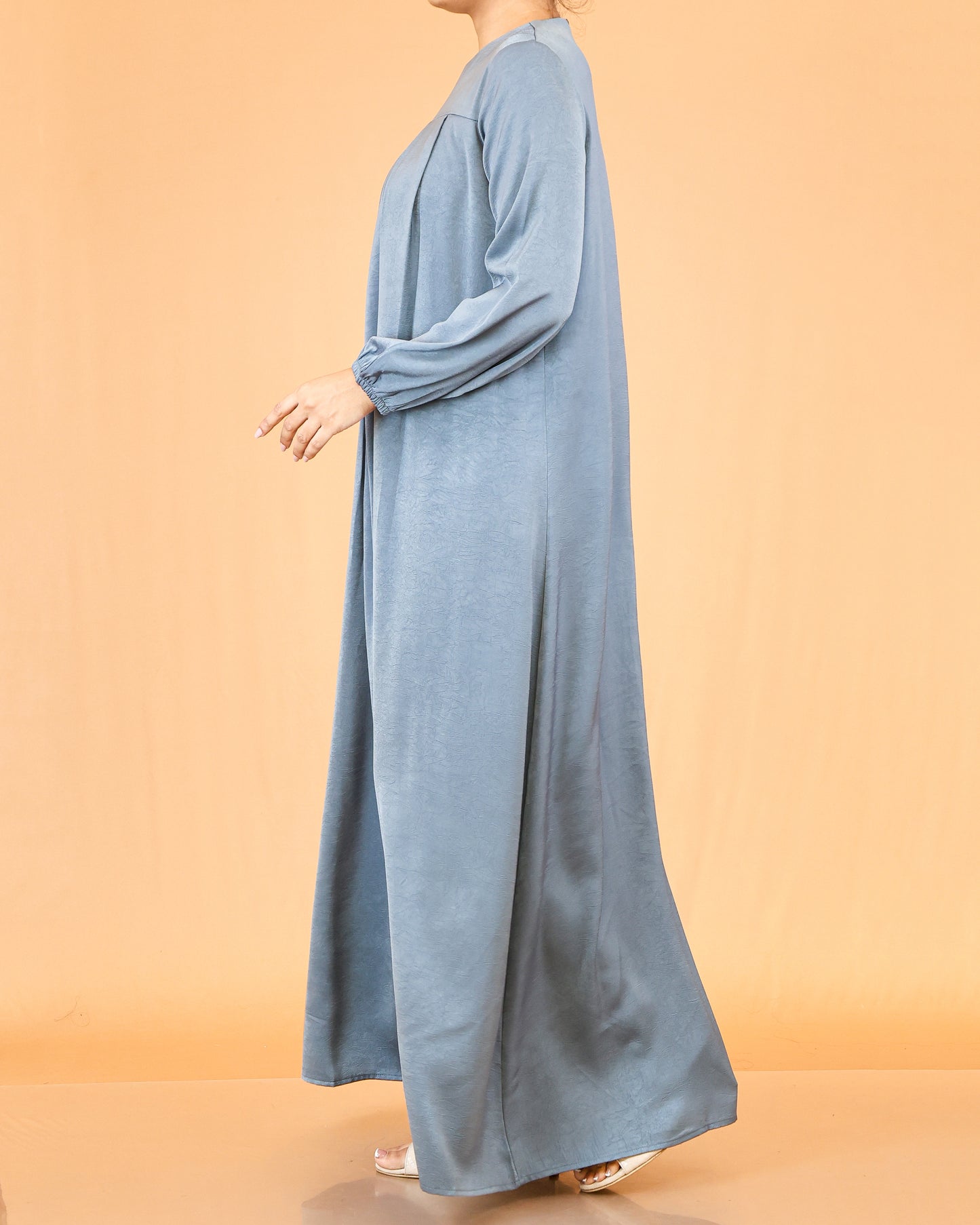 Dusty Blue Pleated Abaya