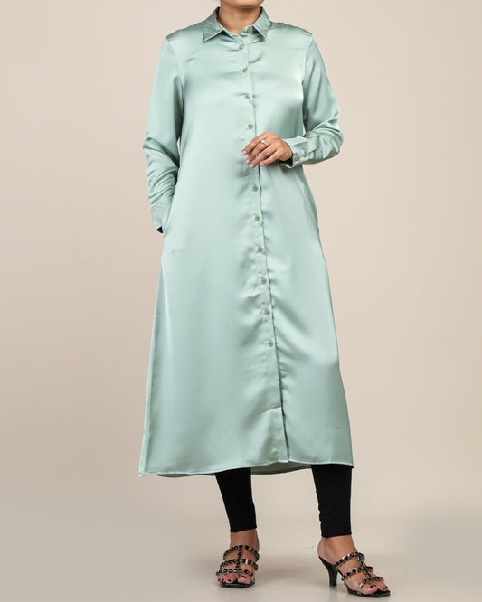 Elegant Long Shirt Top _Mint Green