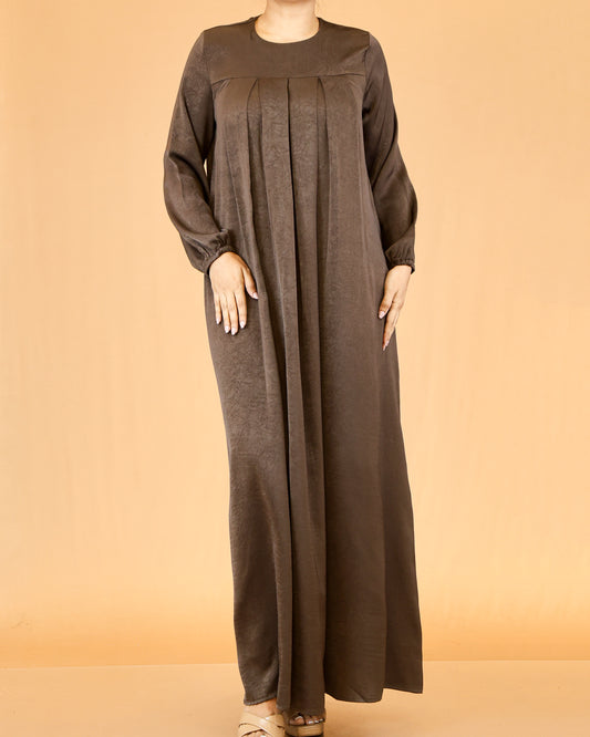 Chocolate Brown Pleated Abaya