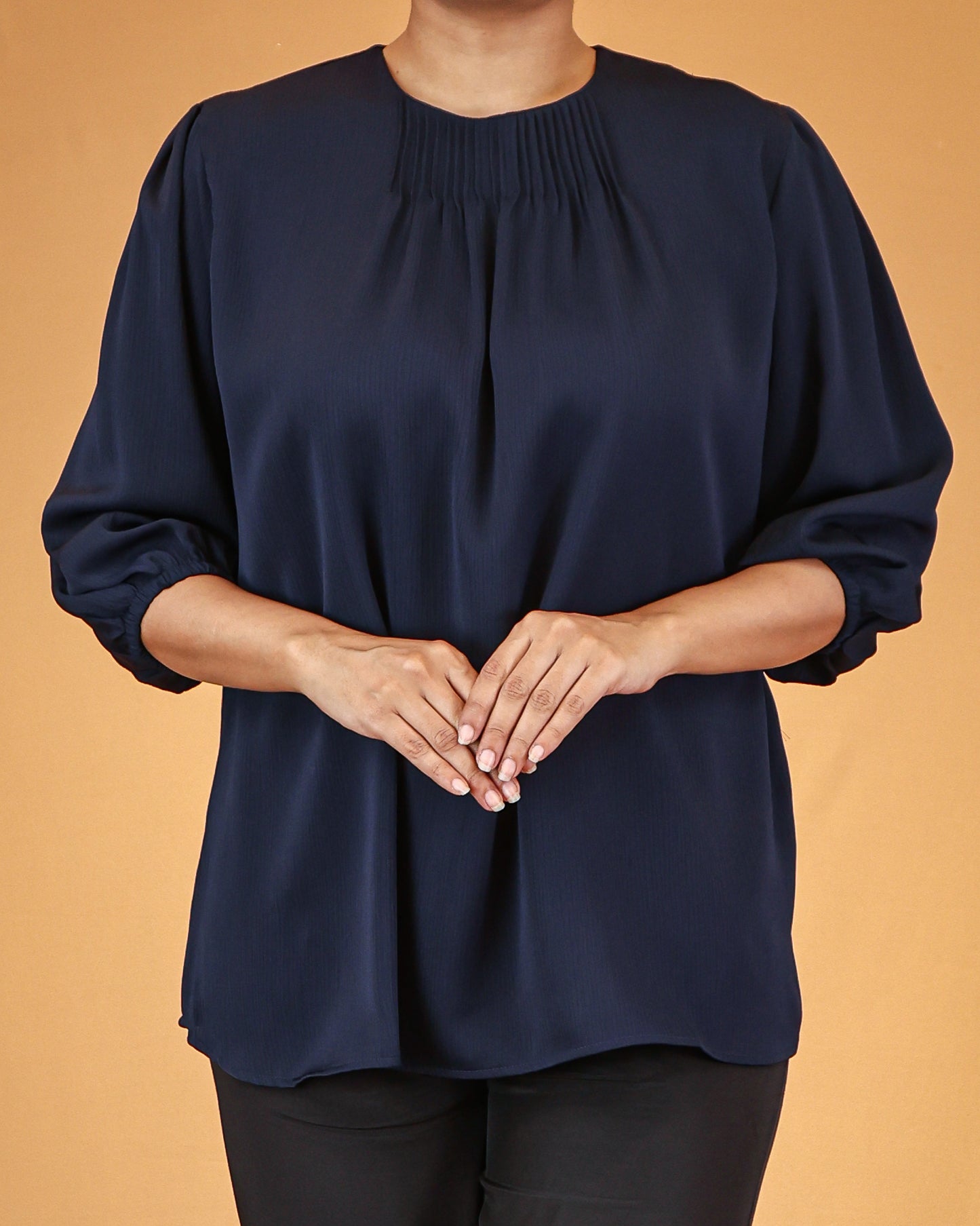 Deep Blue Soft Gathered Top
