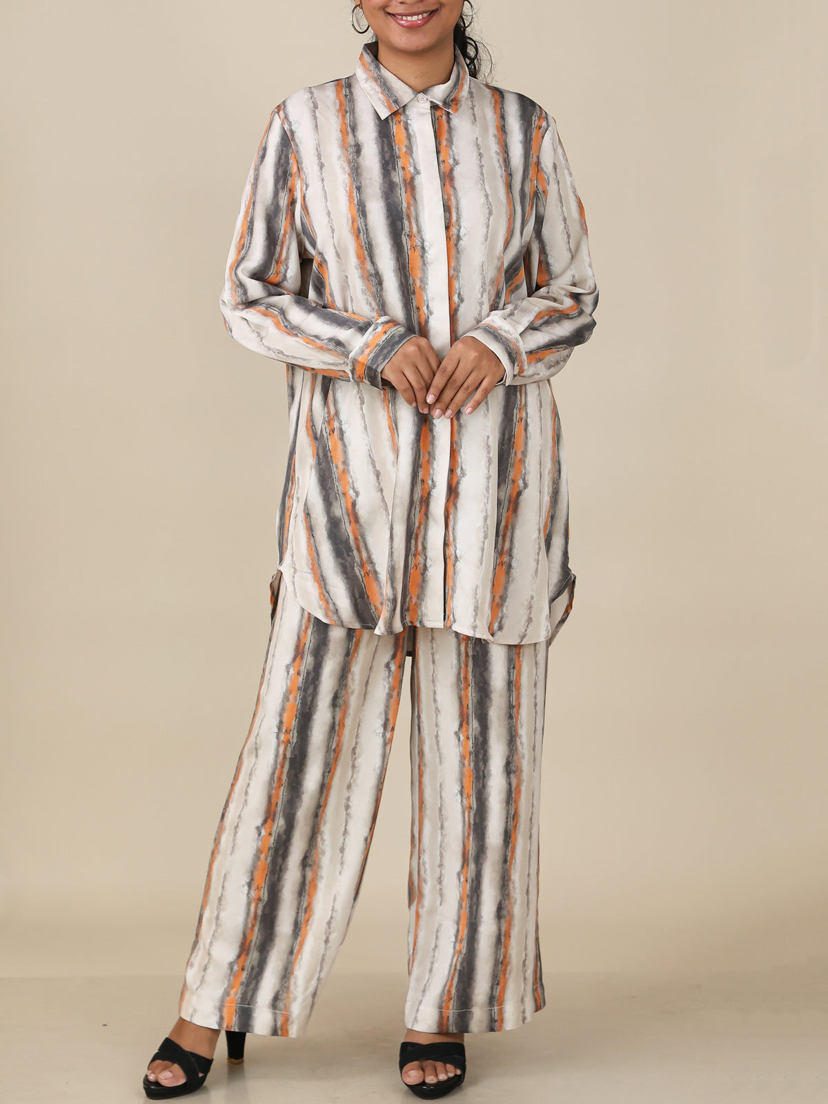 Calista Ivory Ember Stripe Co-Ord Set
