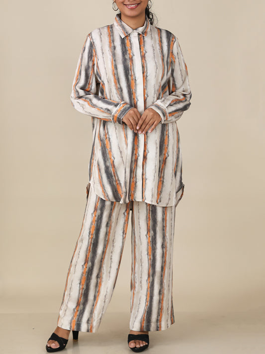 Calista Ivory Ember Stripe Co-Ord Set