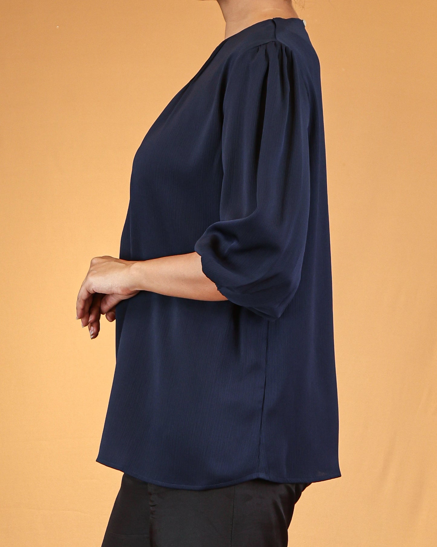 Deep Blue Soft Gathered Top