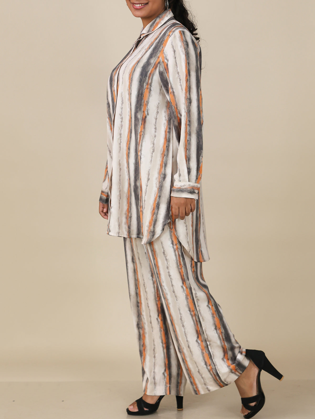 Calista Ivory Ember Stripe Co-Ord Set